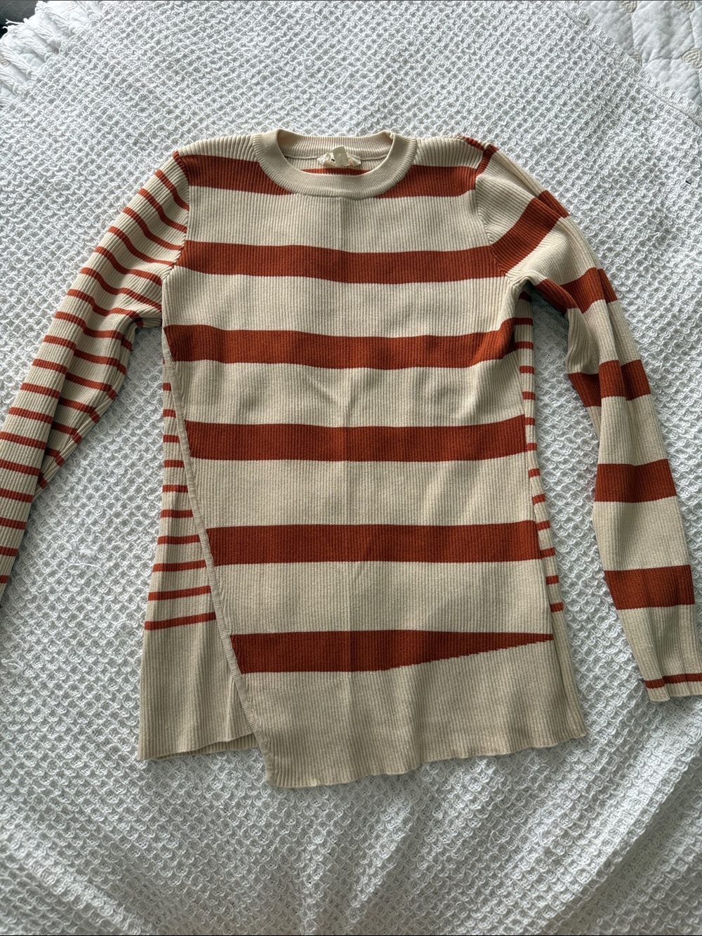 BIBI Striped Crewneck Sweater in Cream and Rust